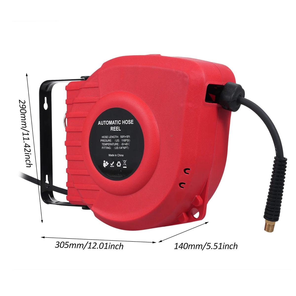 50ft Compressed Air Hose Reel with 180° Swivel J664