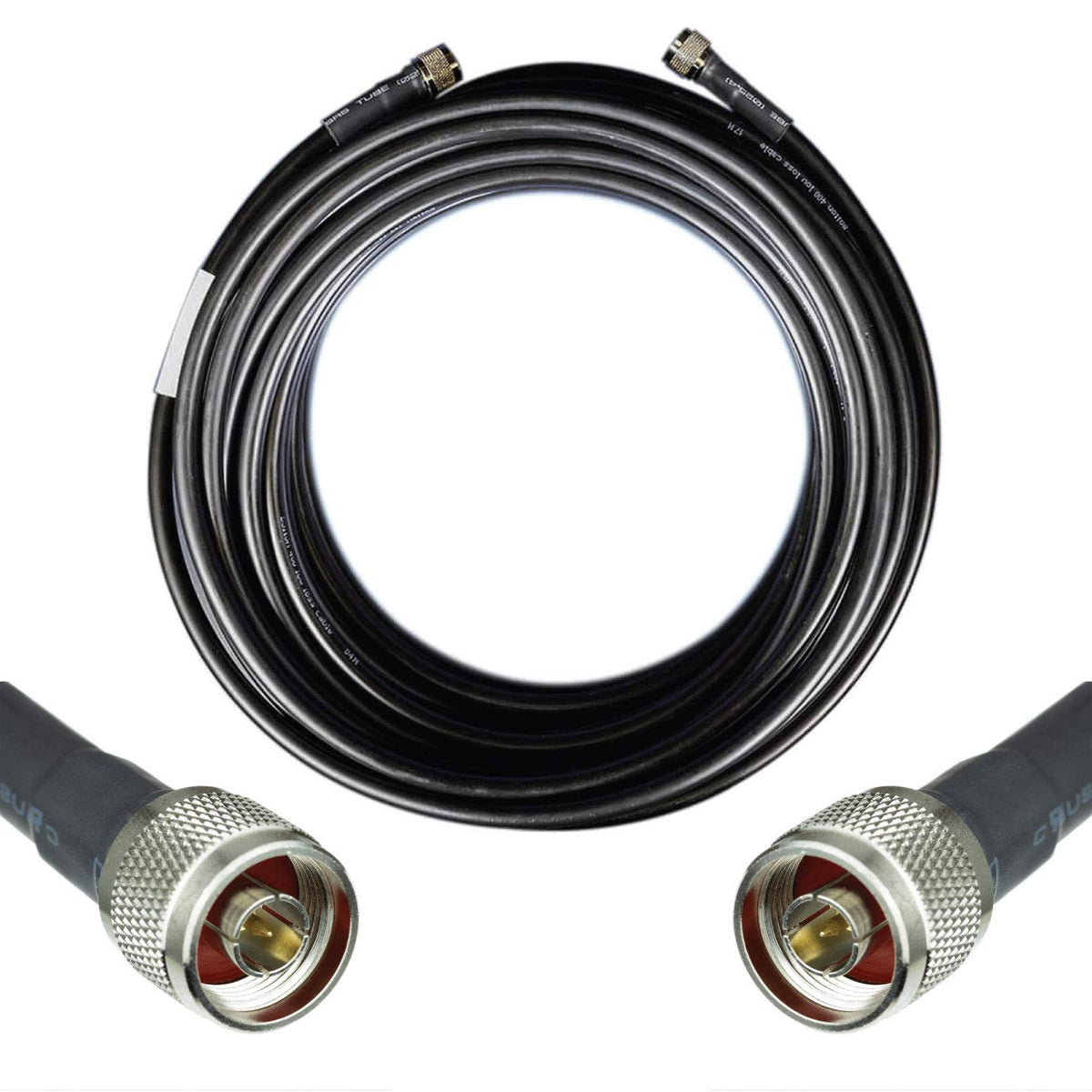 50-ohm N-Male to N-Male Black Coax Cable 60ft Pack of 2 U5988