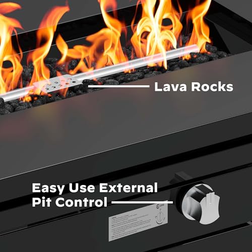 32 Inch 50,000 BTU Steel Propane Fire Pit with Lid and Lava Rock E9744