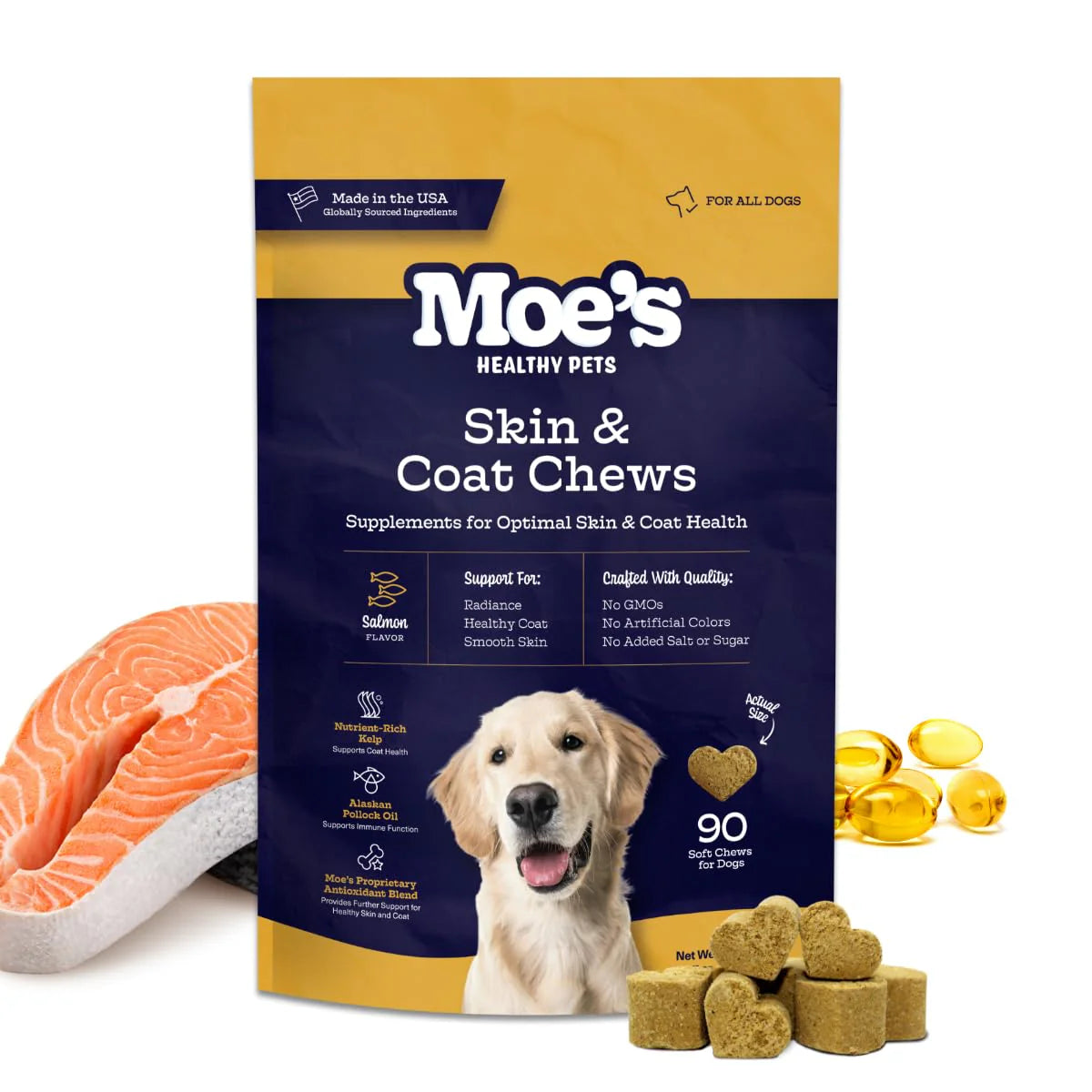 Omega 3 6 9 Skin & Coat Supplement for Dogs 90 Chews E1026