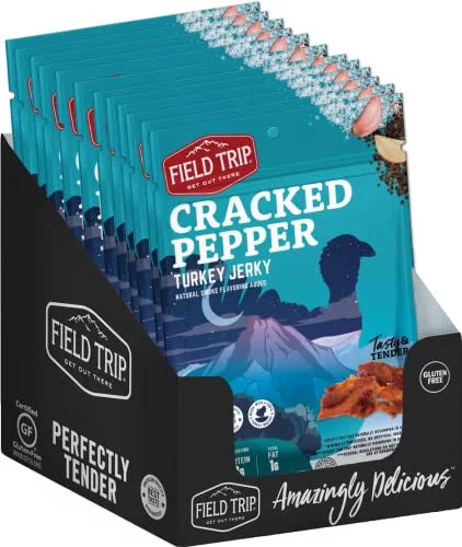 Turkey Jerky Gluten Free High Protein Cracked Pepper 1oz Bags 12 Pack W8539