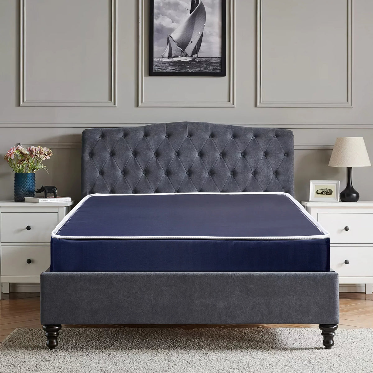5-Inch Medium Firm Water Resistance Nylon Vinyl Foam California King Mattress E766