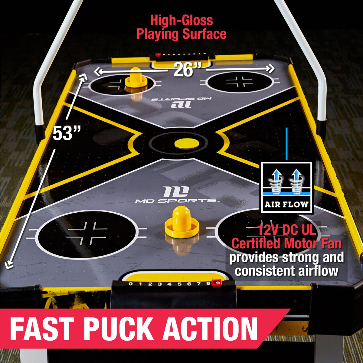 Black/Yellow Air Hockey Game Table N201