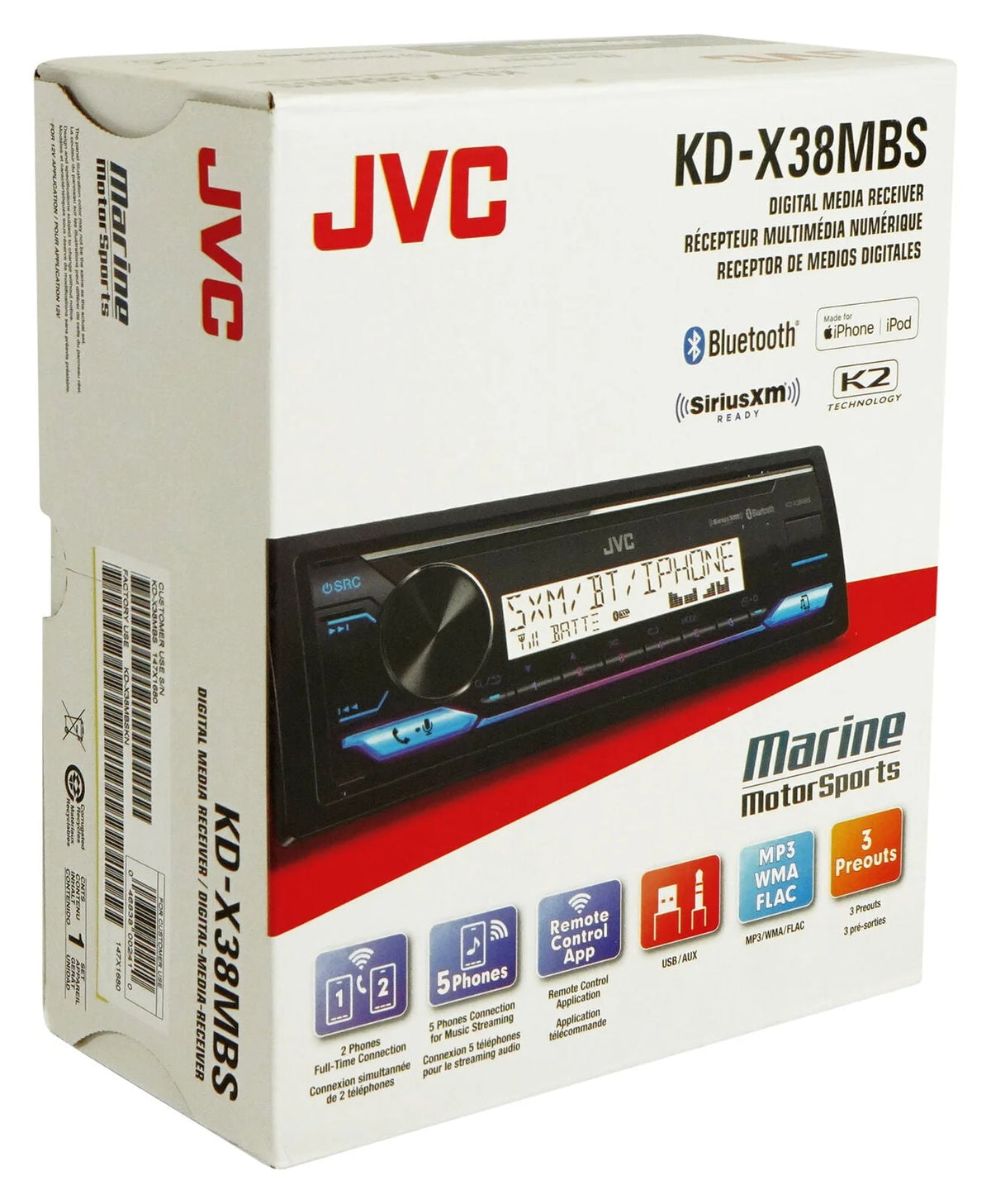 Single-DIN Marine CD Multimedia Receiver with Bluetooth Y9857