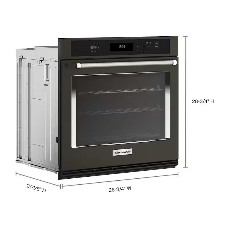 27 in. Single Electric Wall Oven with Convection Self-Cleaning in Black Stainless Steel F934605