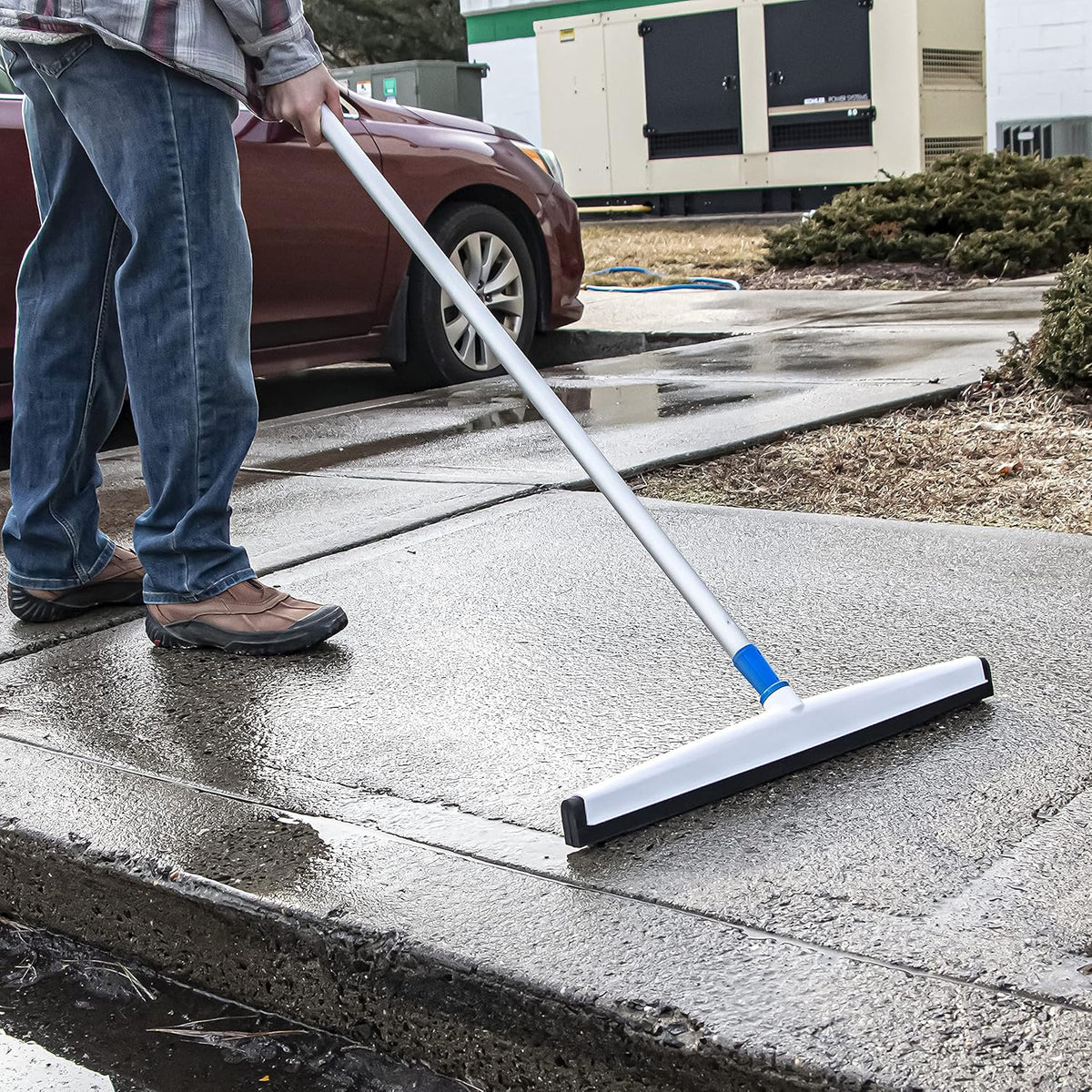 22" Uneven Surface Floor Squeegee with 60" Aluminum Pole, Pack of 2 B7627
