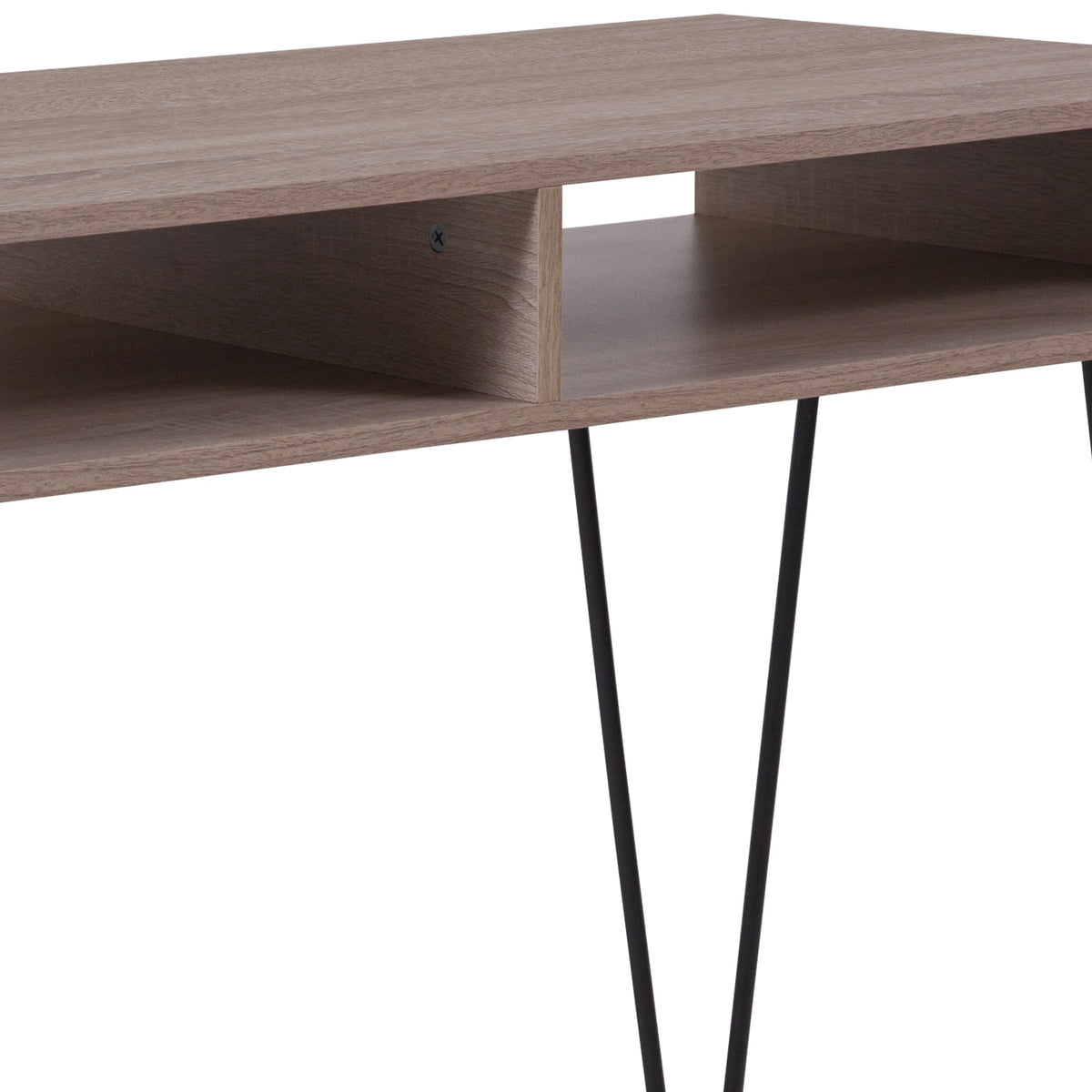 Oak Wood Grain Finish Computer Table with Black Metal Legs N982