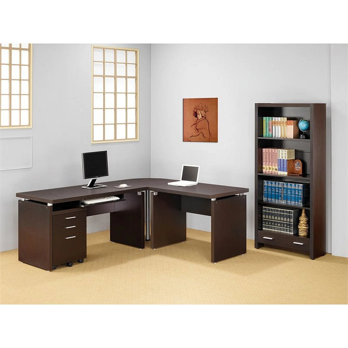 3 pc Computer Desk File Cabinet and Office Chair Set S8210