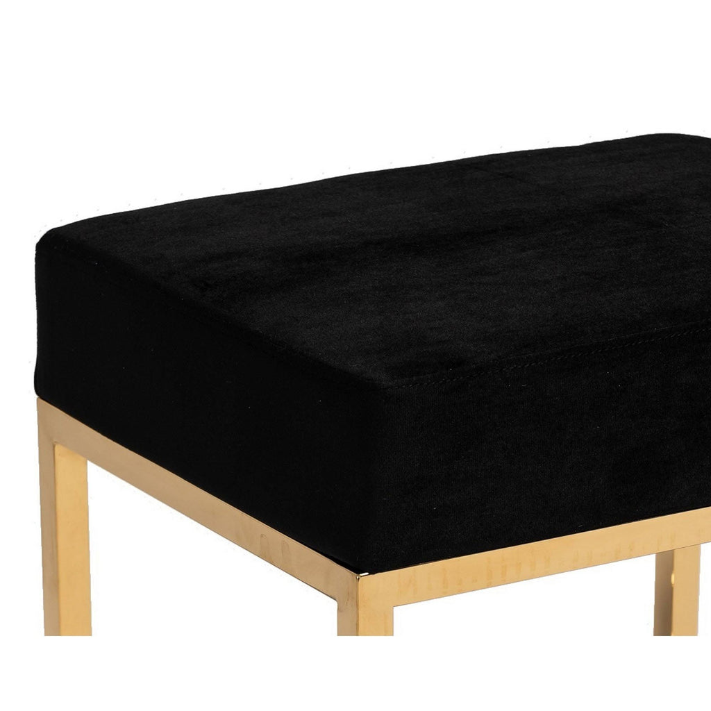 Velvet Upholstered Ottoman with Metal Tubular Base T4084