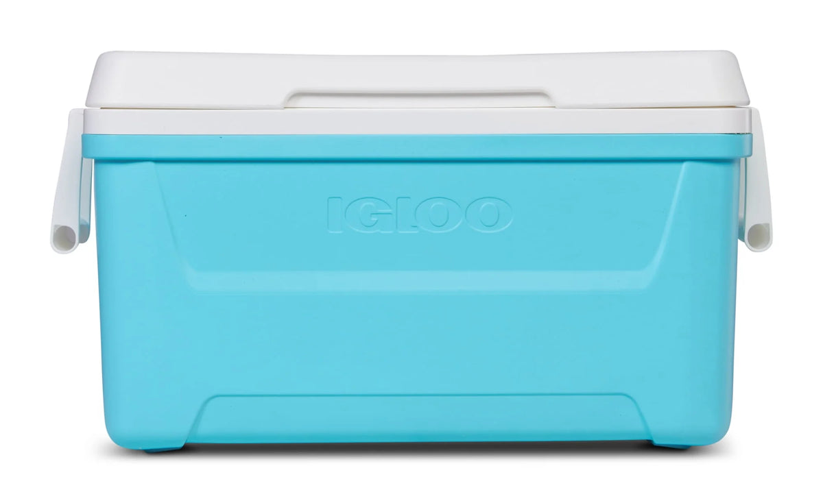 48 QT Hard-Sided Ice Chest Cooler, Aqua Blue and White X790551