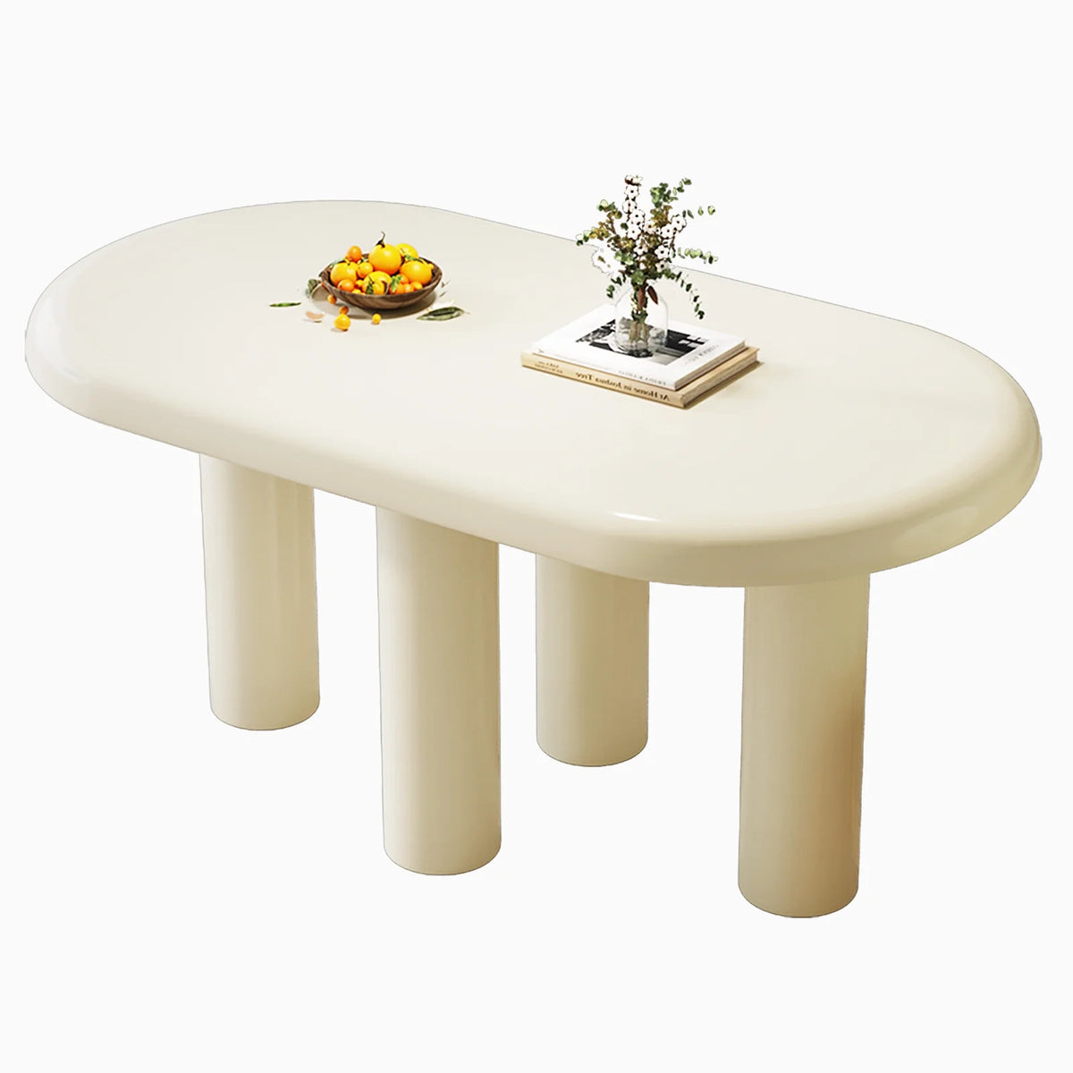 Cream White Oval Dining Table Q3078