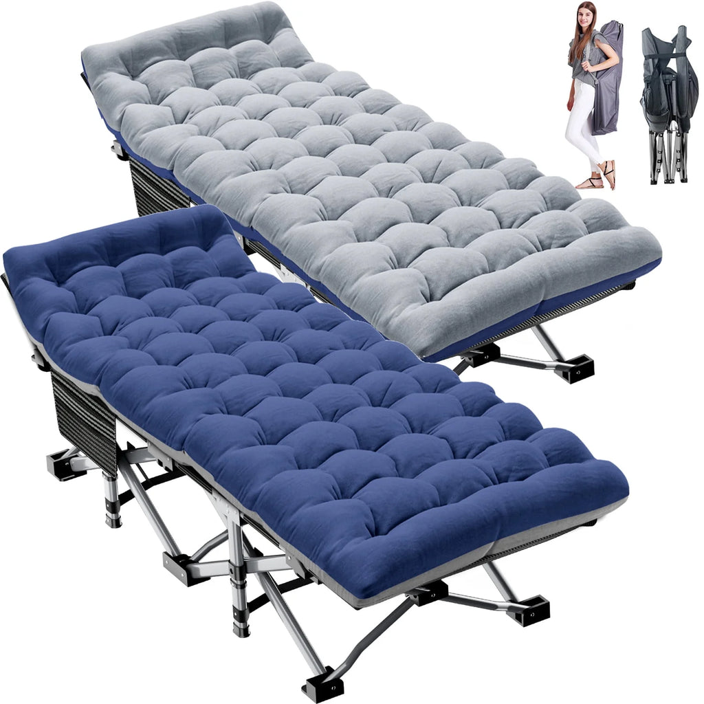 2 Pack Folding Camping Cot with Mattress and Carry Bag W717