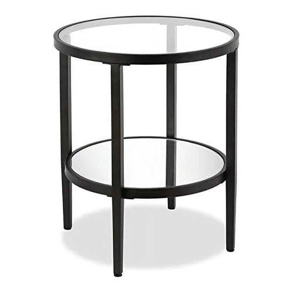 Round Modern Metal Side Table in Black Y836095