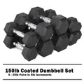 150lb Rubber Hex Dumbbell Set F54140