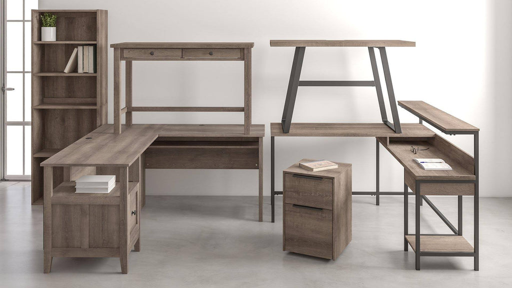 Gray L-Desk with Storage I811