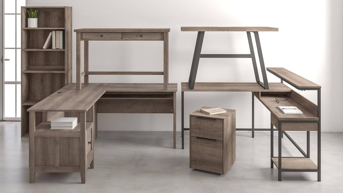 Gray L-Desk with Storage I811