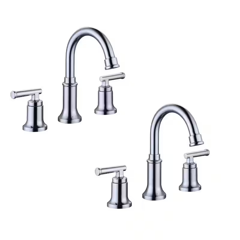 8 in. Widespread Double-Handle High-Arc Bathroom Faucet in Chrome (2-Pack) D712
