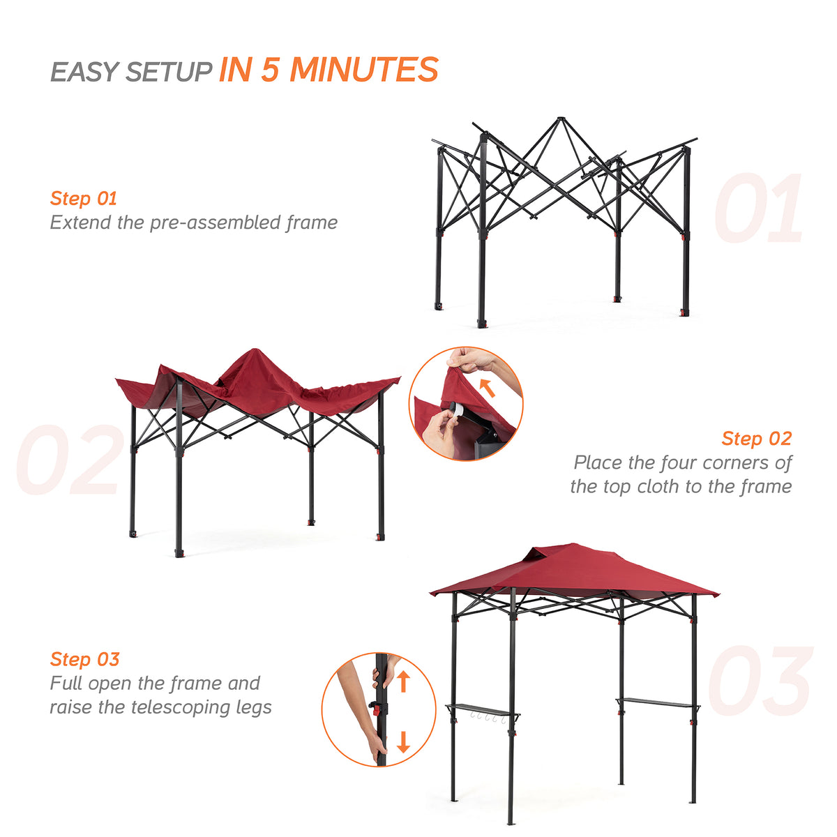 Burgundy Pop up Grill Gazebo S931