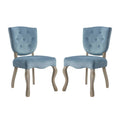 Blue Velvet Wood Side Chair, Set of Two G27616