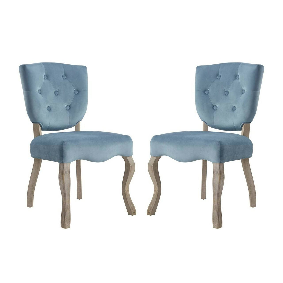 Blue Velvet Wood Side Chair, Set of Two G27616