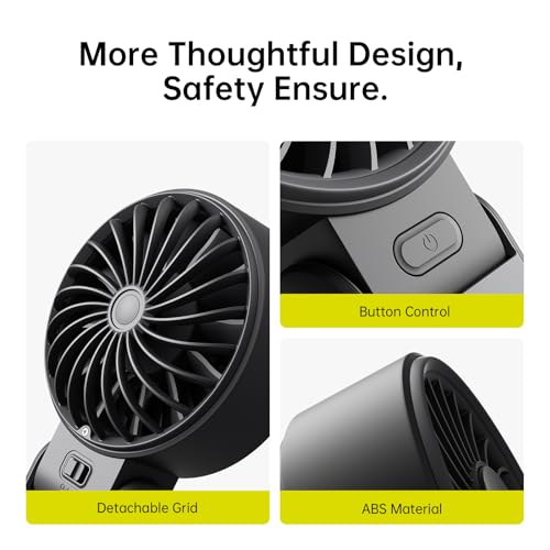 Handheld Fan High-Power Motor LED Display 5000mAh Rechargeable Foldable Black V440