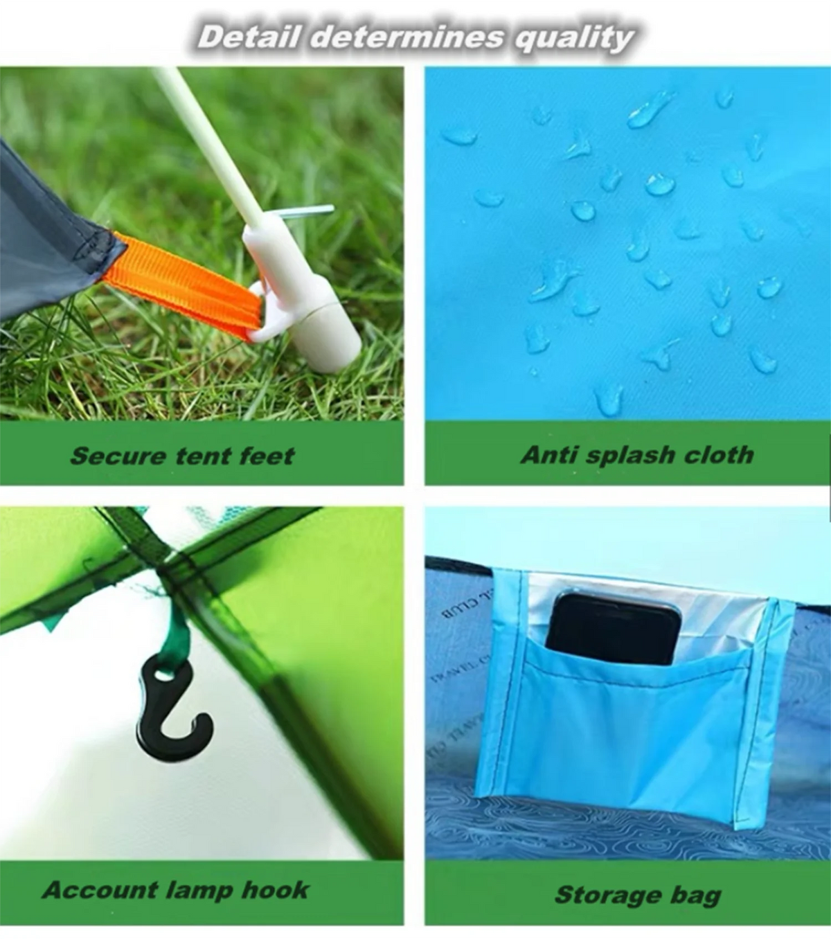 2 Person Instant Pop Up Camping Tent, Waterproof, 78 inch Blue C50347