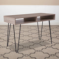 Oak Wood Grain Finish Computer Table with Black Metal Legs N982