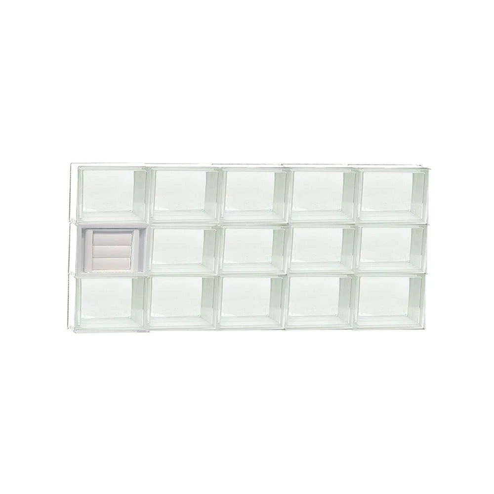 38.75 in. x 17.25 in. x 3.125 in. Frameless Clear Glass Block Window with Dryer Vent D4433