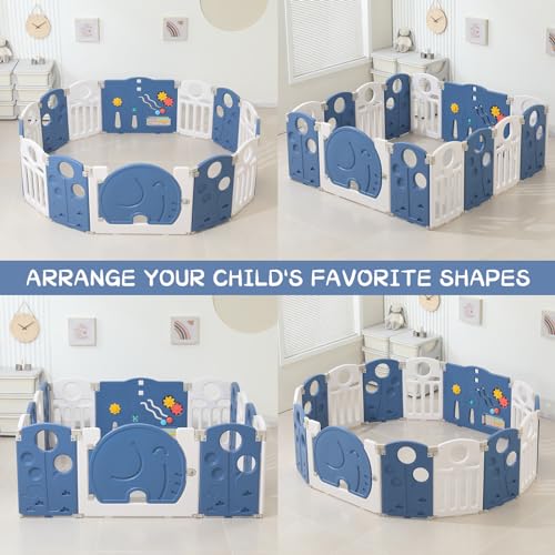 Blue 18 Panels Baby Playpen Q73256