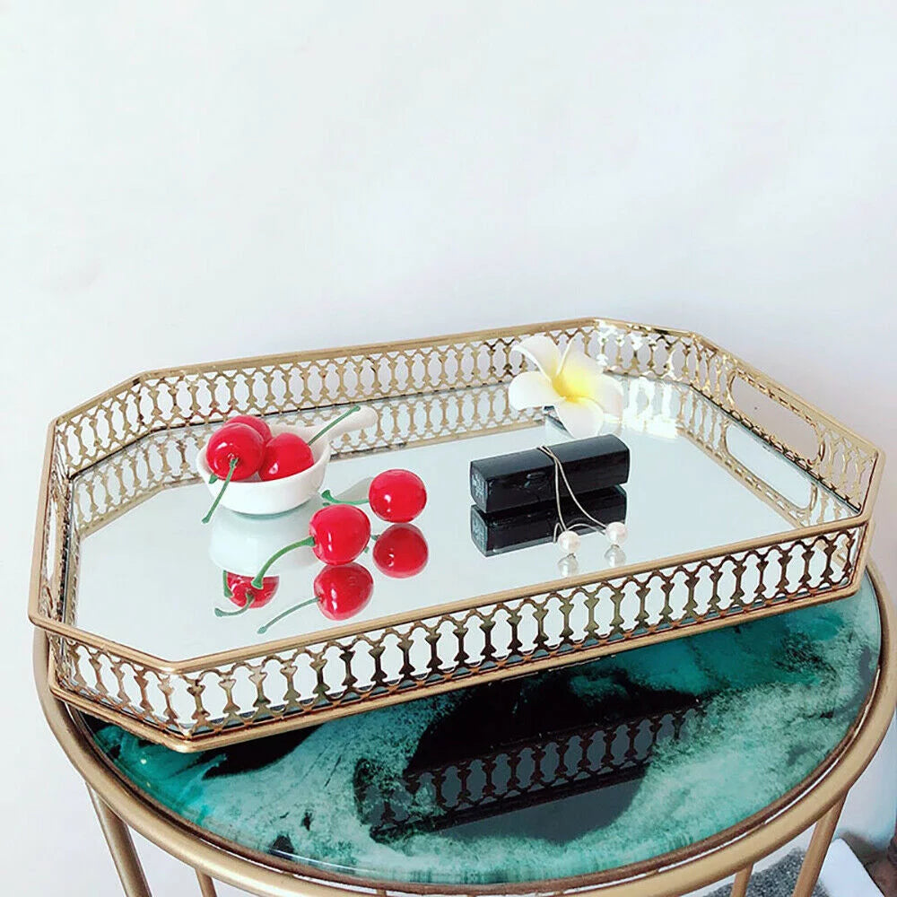 Bathroom Vanity Tray Metal Glass Mirrored Tray C434913