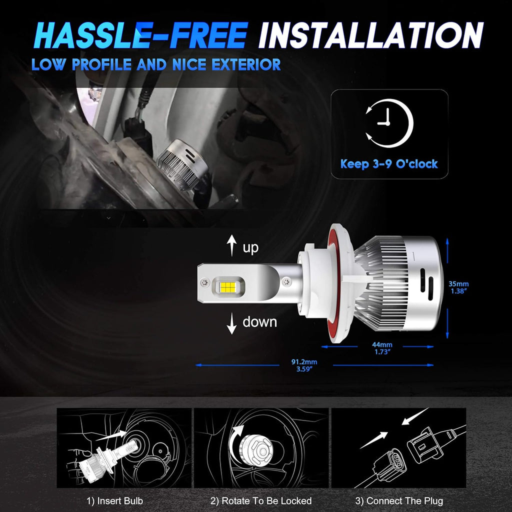 H13/9008 LED Bulbs Fog Light Combo Kits 12000LM 6000K White, Pack of 4 O685155