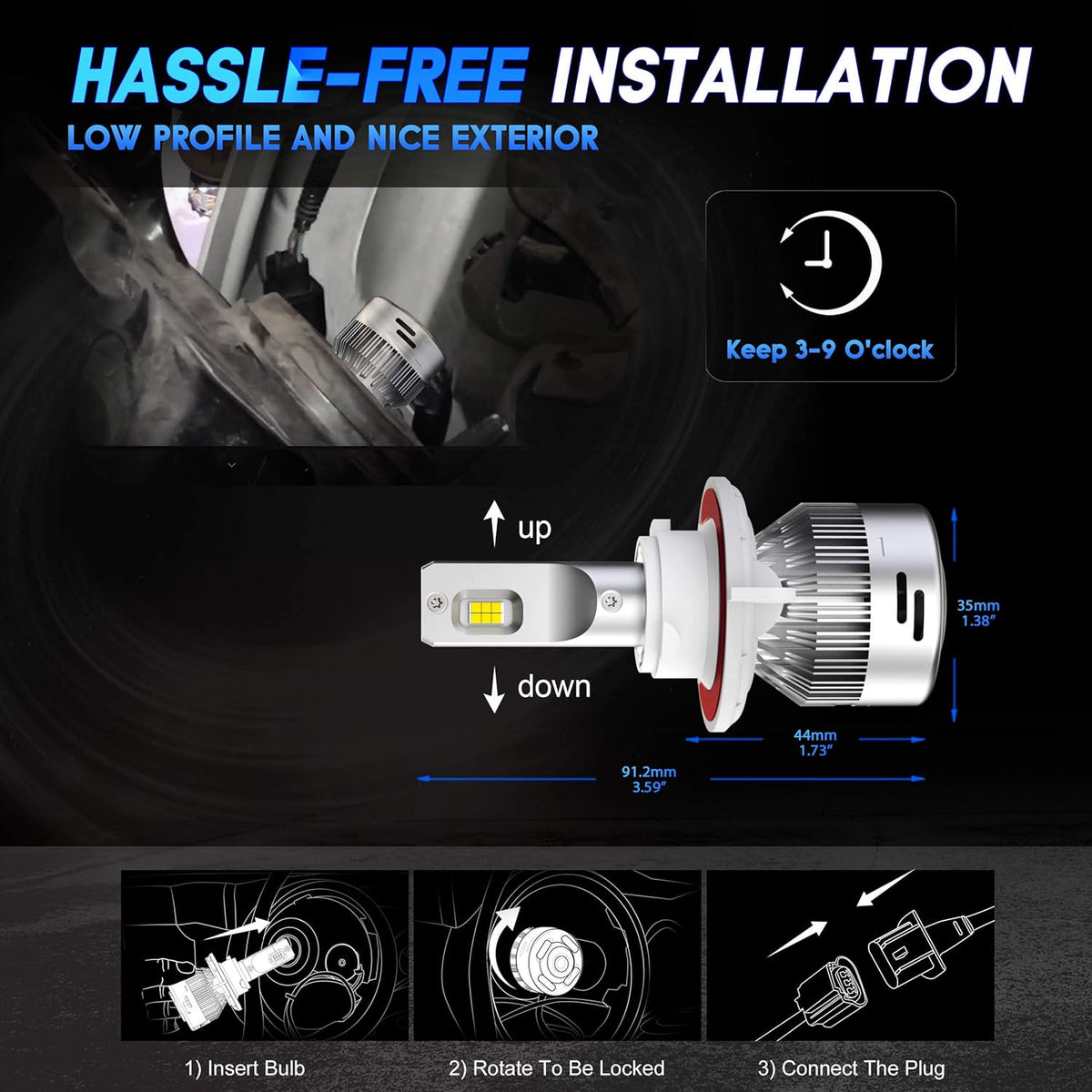 H13/9008 LED Bulbs Fog Light Combo Kits 12000LM 6000K White, Pack of 4 O685155