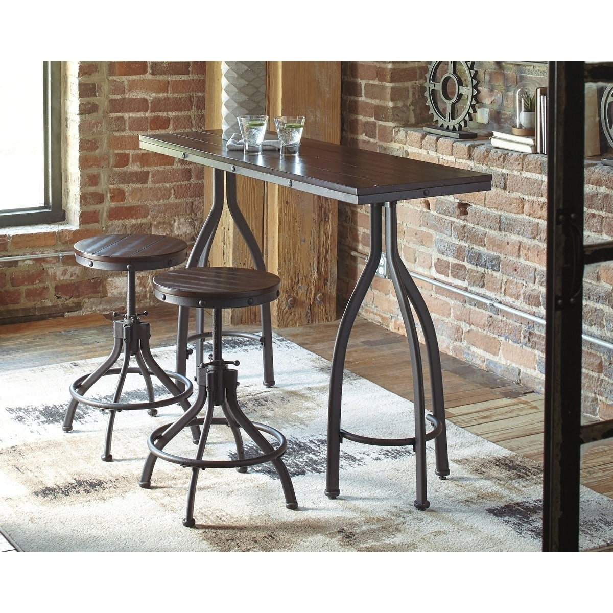 Counter Height Table and Bar Stools 3-piece Set C432419