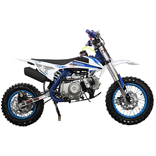 110cc Dirt Bike with Semi-Automatic Transmission, Kick Start, 12"/10" Wheels, Blue X4699
