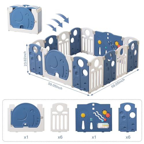 Blue 18 Panels Baby Playpen Q73256