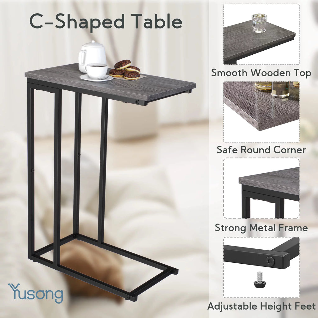 Small C Shaped End Table Grey O809913