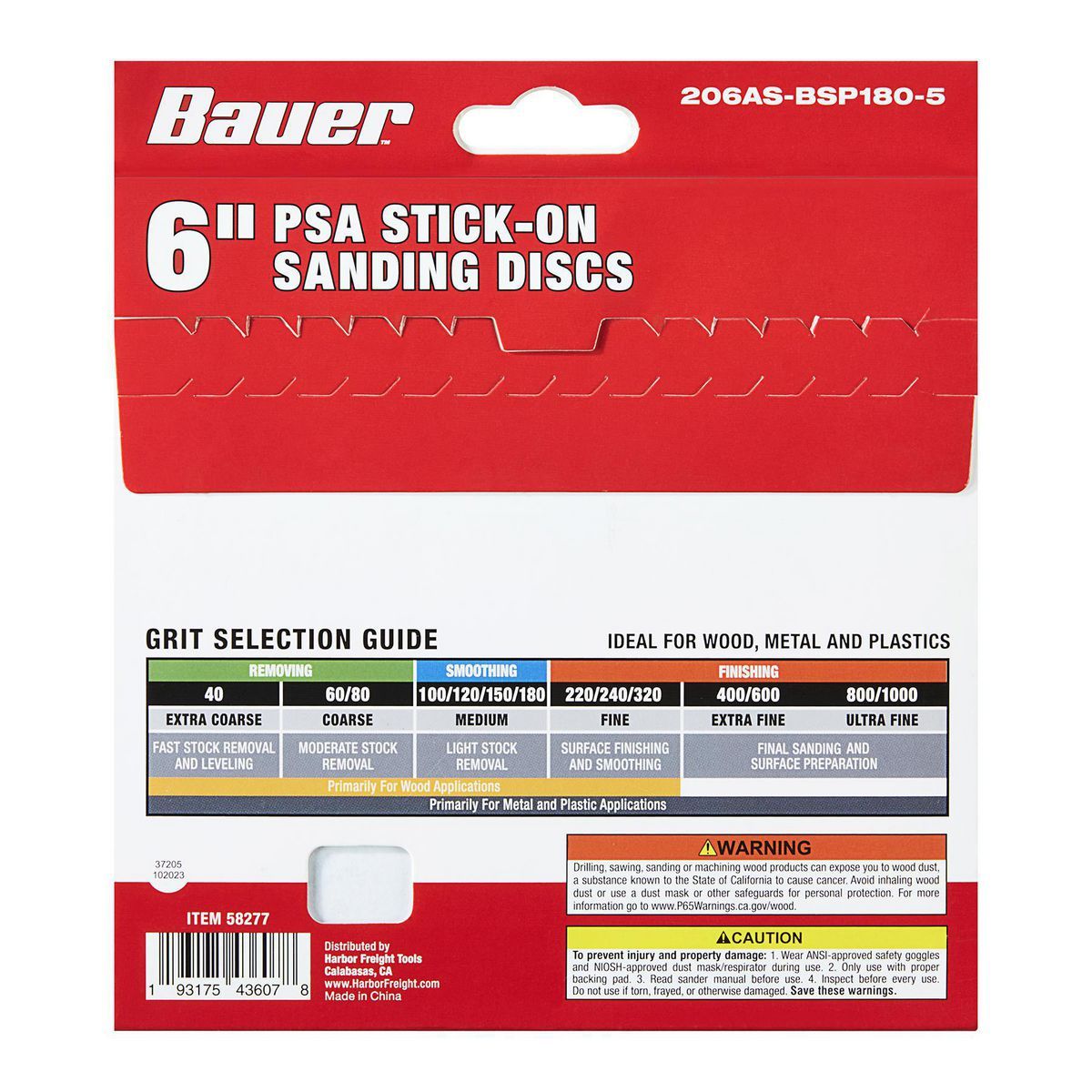 6 in. 180 Grit PSA Sanding Discs 5-Pack U8350