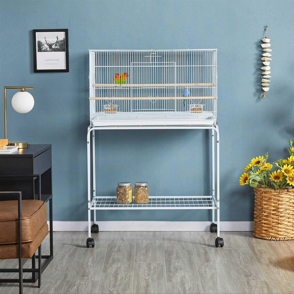 47 Bird Cage with Slide-Out Tray and Rolling Stand I497949
