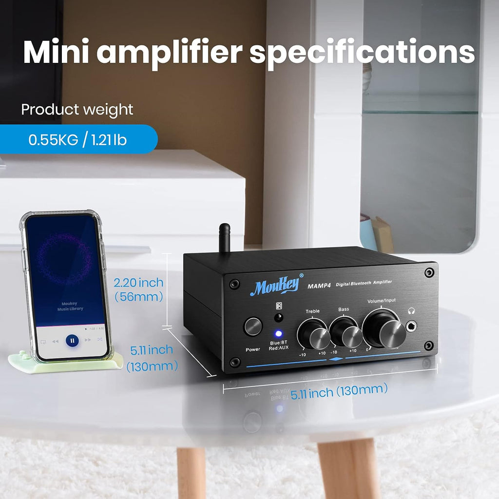 200W Dual 2 Channel Bluetooth Mini Amplifier, Pack of 2 V287