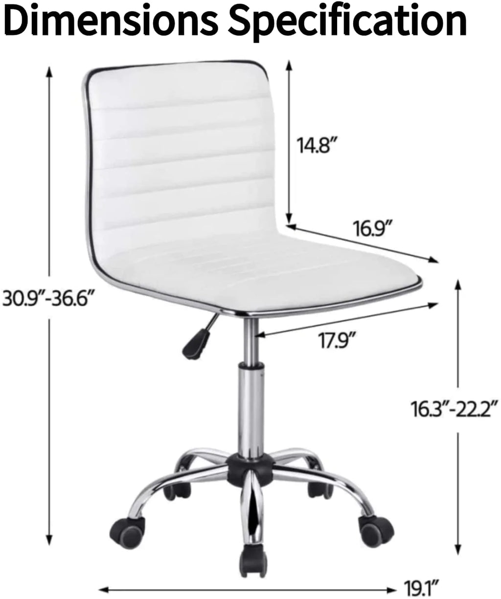 White PU Leather Adjustable Rolling Vanity Chair K131411