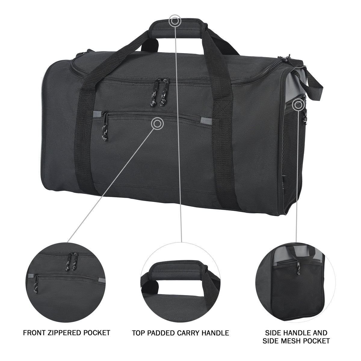 Collapsible Sport and Travel Duffel Bag, Black D295