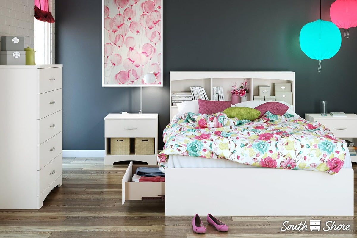 Full Bookcase Storage Bed in Pure White W695373