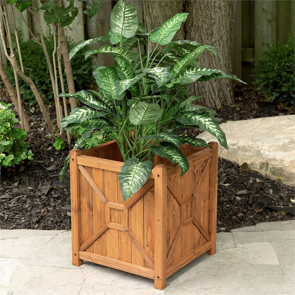 Medium Brown Wood Planter V5902