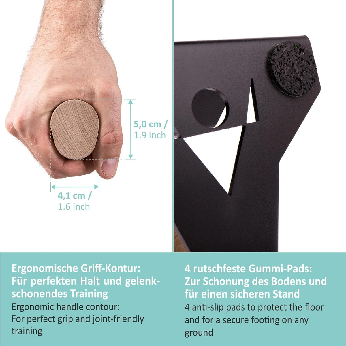 Wooden Push Up Bars with Steel Anti-Slip Handles A381