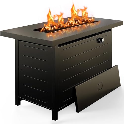 32 Inch 50,000 BTU Steel Propane Fire Pit with Lid and Lava Rock E9744