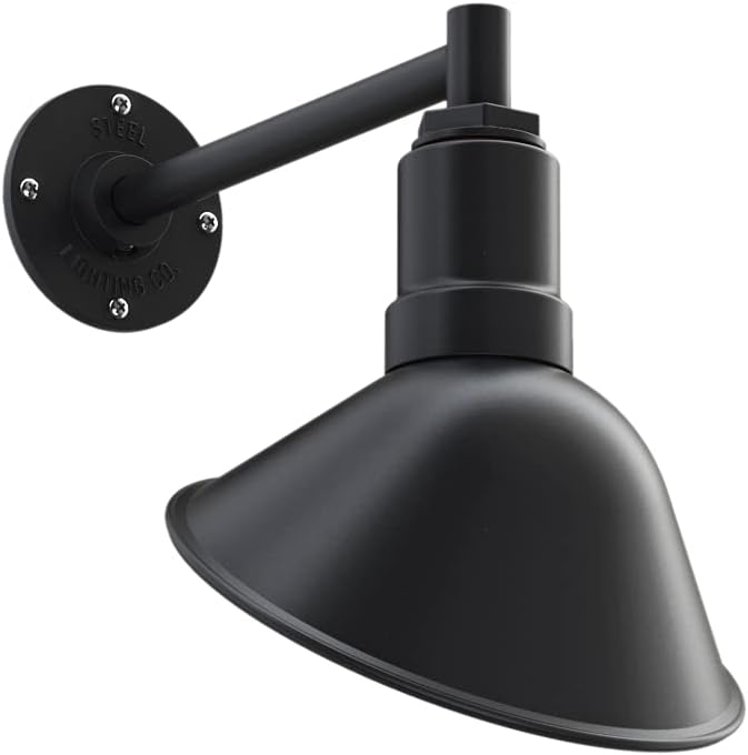 Matte Black 9 in Dome 16 in Gooseneck Outdoor Wall Light H16363