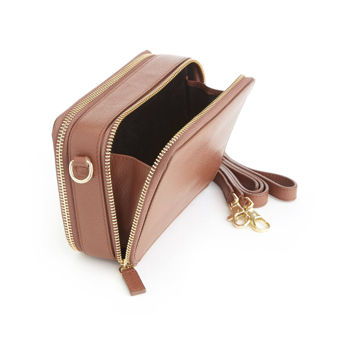 Leather Crossbody Camera Bag - Brown E88417