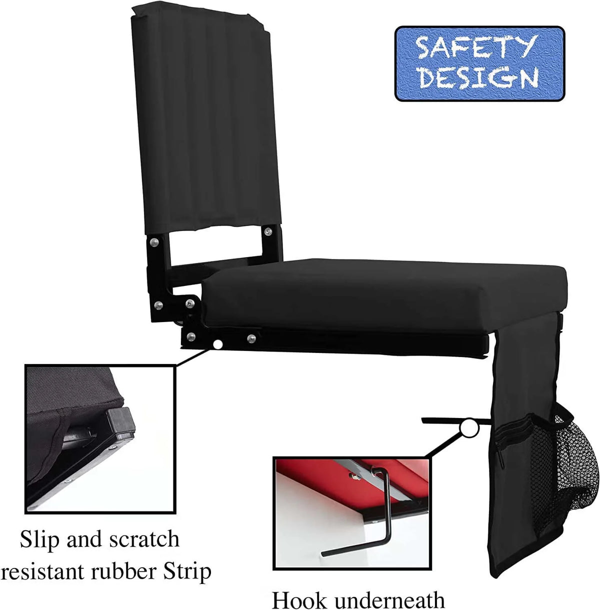 Padded Foldable Stadium Seat with Cup Holder B8076