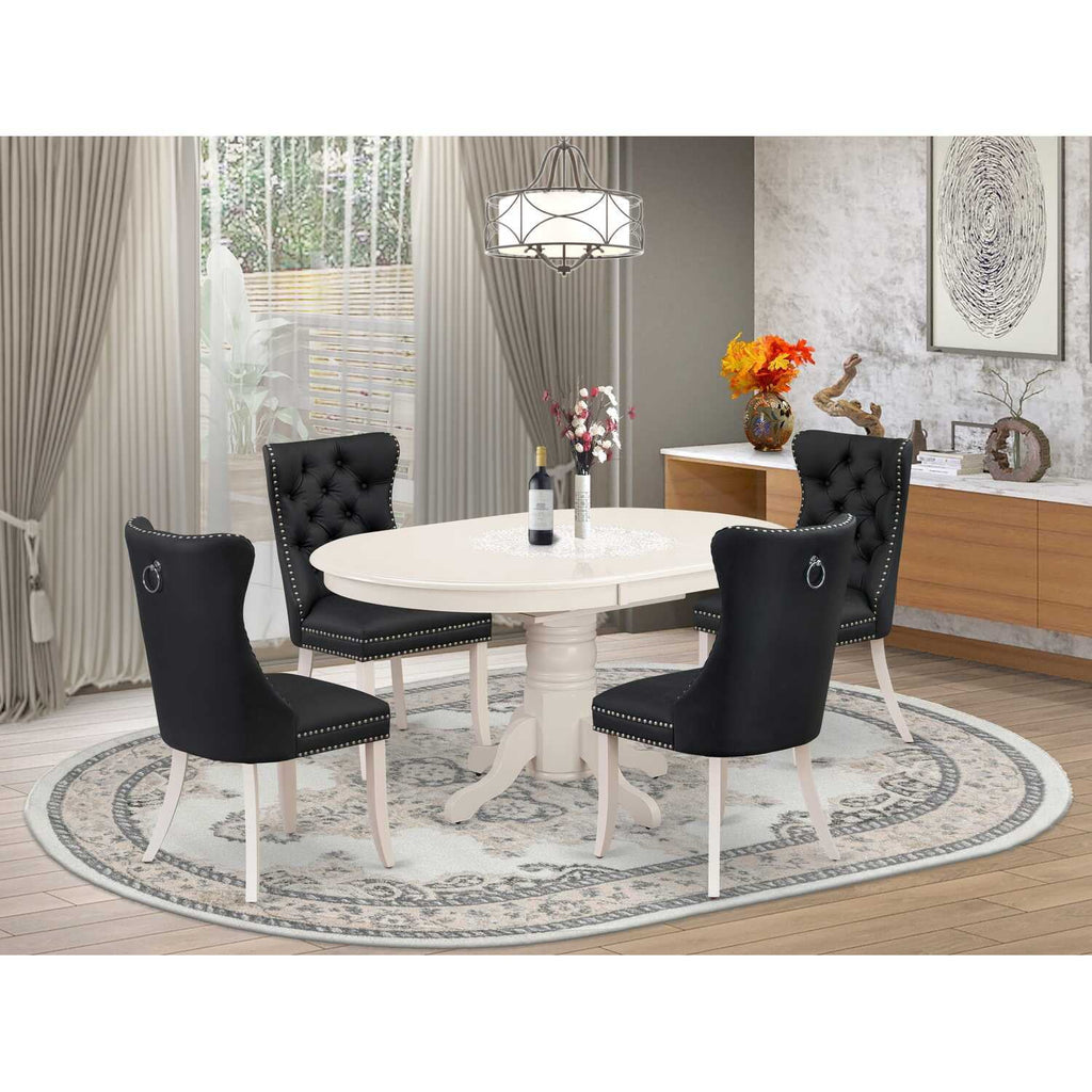 5 Piece Oval Dining Table and 4 Upholstered Chairs F66313