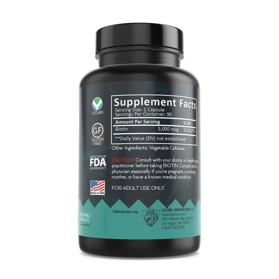 Biotin 5000mcg Supplement 90 Capsules Q762